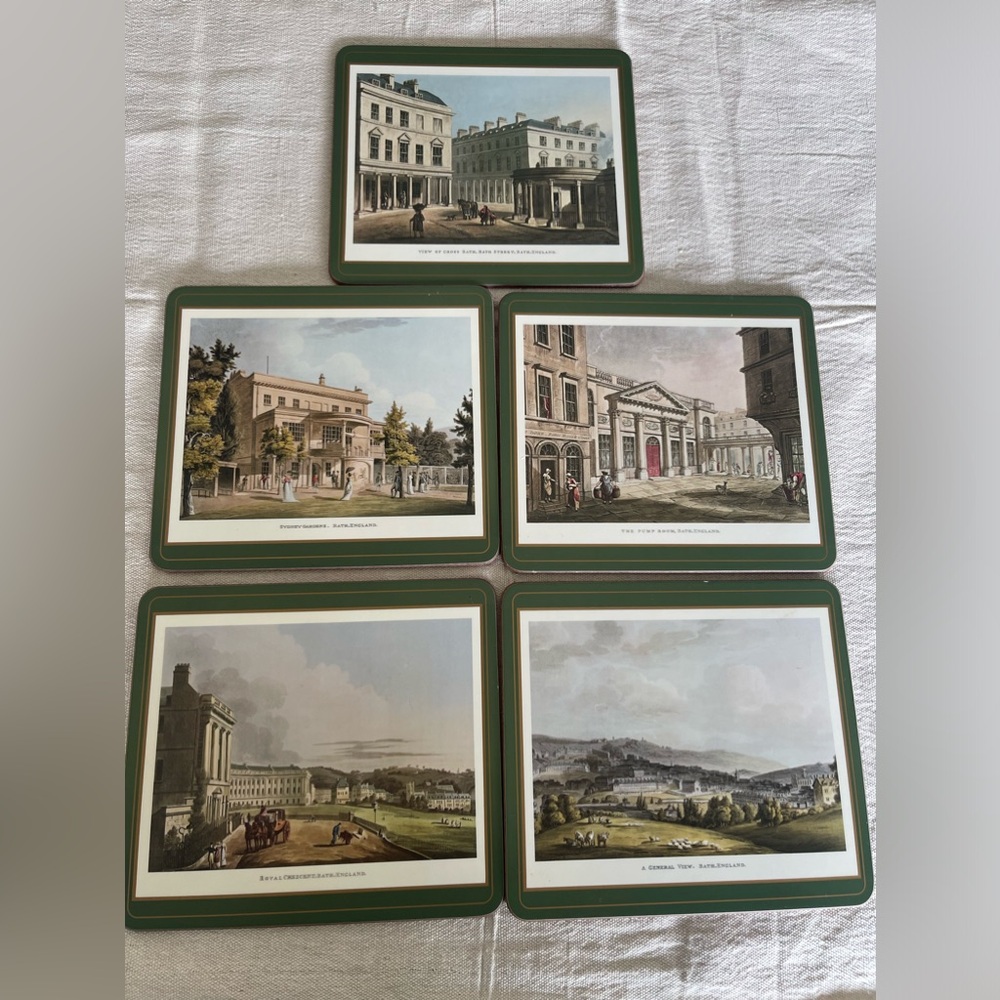 Pimpernel Village Placemats Set of 5 Cork Backed Made In England 7x8.5Vintage